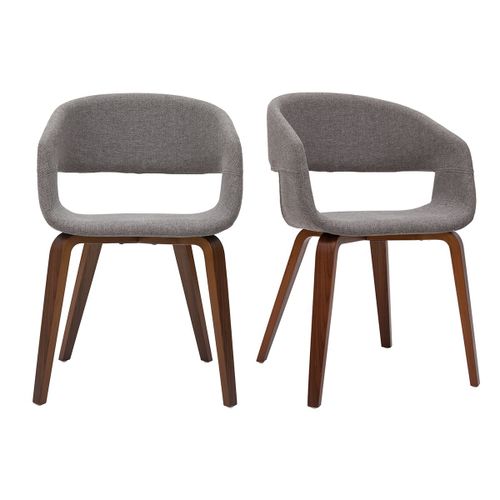 Chaises Design En Tissu Gris Et Pieds En Bois Foncé Noyer (Lot De 2) Slam