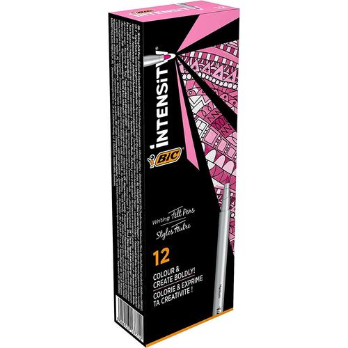 Bic Lot De 12 Stylos Feutre Intensity Medium, Trac¿: Rose Fuchsia