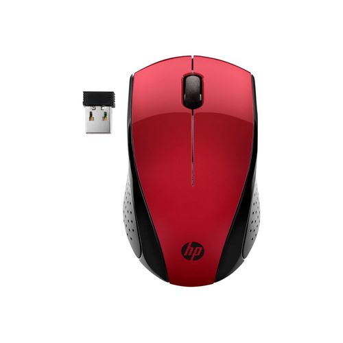 HP 220 - Souris - 3 boutons - sans fil - 2.4 GHz - récepteur sans fil USB - rouge - CTO - pour HP 27; ENVY Laptop 13, 17; Laptop 14, 15; Pavilion Laptop 14, 15; Pavilion x360 Laptop