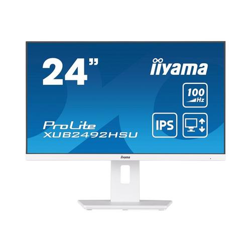 iiyama ProLite XUB2492HSU-W6 - Écran LED - 24" (23.8" visualisable) - 1920 x 1080 Full HD (1080p) @ 100 Hz - IPS - 250 cd/m² - 1300:1 - 0.4 ms - HDMI, DisplayPort - haut-parleurs - blanc mat