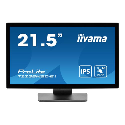 iiyama ProLite T2238MSC-B1 - Écran LED - 21.5" - écran tactile - 1920 x 1080 Full HD (1080p) - IPS - 600 cd/m² - 1000:1 - 5 ms - HDMI, DisplayPort - haut-parleurs - noir mat