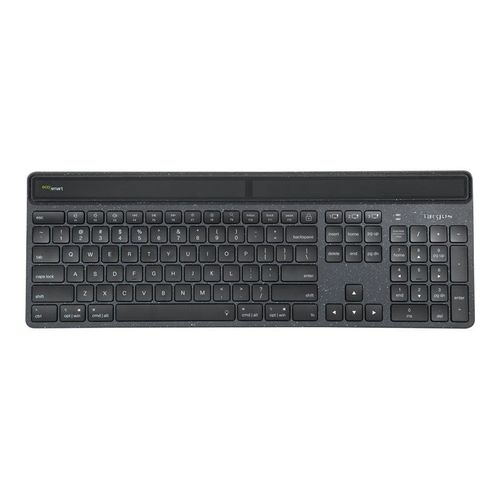 Targus EcoSmart - Clavier - collecte durable d'énergie - full size - antimicrobienne - rétroéclairé - sans fil - Bluetooth 5.0 - QWERTY - Espagnol - noir - emballages recyclés