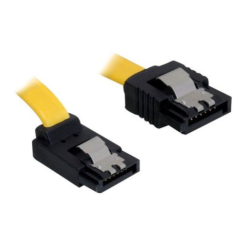 Delock Cable SATA - Câble SATA - Serial ATA 150/300 - SATA (F) pour SATA (F) - 20 cm - verrouillé, connecteur d'angle, connecteur droite - jaune