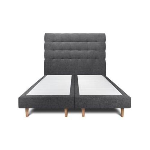 Lit 160x200cm Avec Tête De Lit Capitonnee Tissu Et Double Sommier Tapissier Noir - Hauteur Totale : 29cm