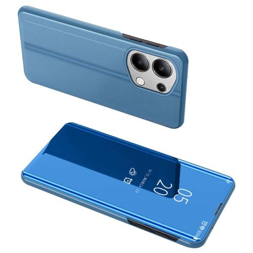 Housse Pour Xiaomi Redmi Note 13 4g - Etui Coque Portefeuille Clear View Miroir + Film Ecran - Bleu