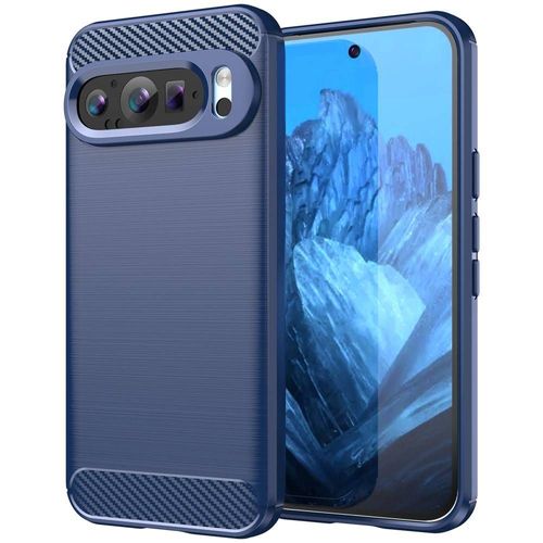 Coque Pour Google Pixel 9 Et 9 Pro 5g - Housse Etui Silicone Gel Carbone + Film Ecran - Bleu Fonce