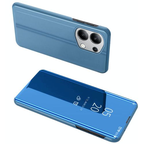 Housse Pour Xiaomi Redmi Note 13 4g - Etui Coque Portefeuille Clear View Miroir + Verre Trempe - Bleu