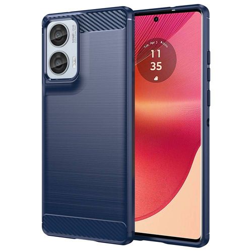 Coque Pour Motorola Edge 50 Fusion 5g - Housse Etui Silicone Gel Carbone + Film Ecran - Bleu Fonce