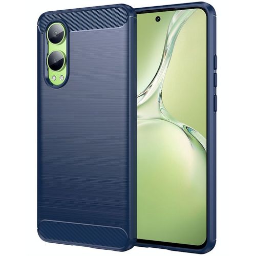 Coque Pour Oneplus Nord Ce4 Lite 5g - Housse Etui Silicone Gel Carbone + Verre Trempe - Bleu Fonce