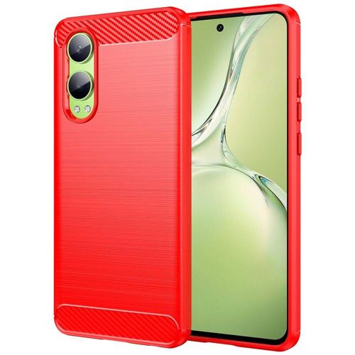 Coque Pour Oneplus Nord Ce4 Lite 5g - Housse Etui Silicone Gel Carbone + Film Ecran - Rouge