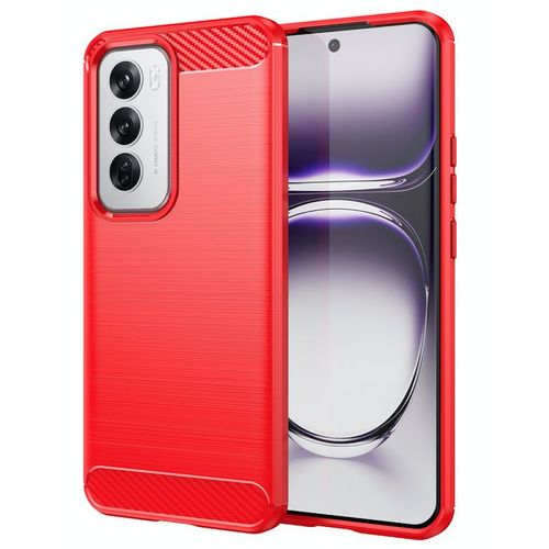 Coque Pour Oppo Reno 12 5g - Housse Etui Silicone Gel Carbone + Verre Trempe - Rouge