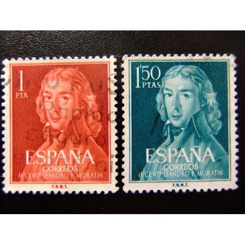 30 Espagne 1961 / Leandro Fernandez (Dramaturge Et Poète) / Edifil 1328 /1329 Fu Yvert 1005 / 06 Fu