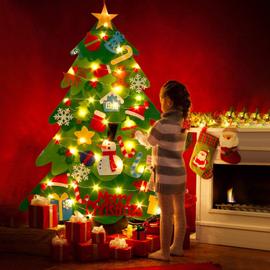 Feutre Arbre De Noël pour Enfants,DIY Feutre Arbre De Noël avec 30 LEDs lumières 32 Ornements, Sapins De Noël DéCoration pour Murales Fenêtre Porte |  Rakuten