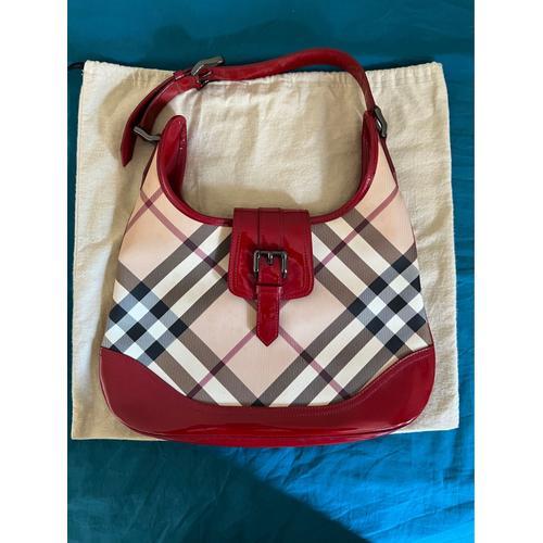 Sac Burberry en cuir verni rouge