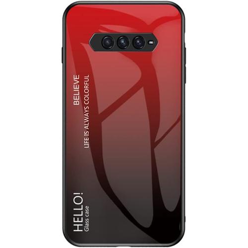 Coque Pour Black Shark 4 Pro Étui De Téléphone En Verre Trempé Dégradé De Couleur Housse Pour Black Shark 4 Pro (Rouge)