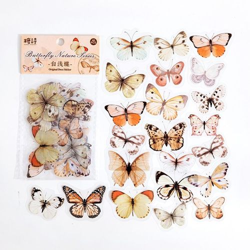 Autocollant Papillon Coloré Pour Bricolage,Autocollant Pour Animaux De Compagnie,Manuel D'art Rétro,Journal Intime,Album,Cahier,Fille,Fournitures Décoratives,40 Pièces Par Paquet - Type G