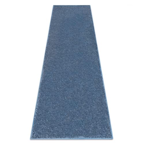 80x350 Cm Tapis De Couloir Santa Fe Bleu 74 Plaine Couleur Unie