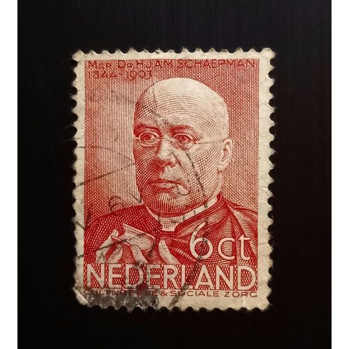 Timbre Pays Bas 1936 Charity Stamps Herman Schaepman 6ct Used