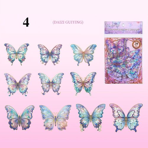 Mr. Paper-Autocollant Papillon Localité Vintage,Autocollants Délicats Tridimensionnels L'horloge,Manuel Esthétique,Décalque,20pcs Par Paquet - Type S20707-4 #B