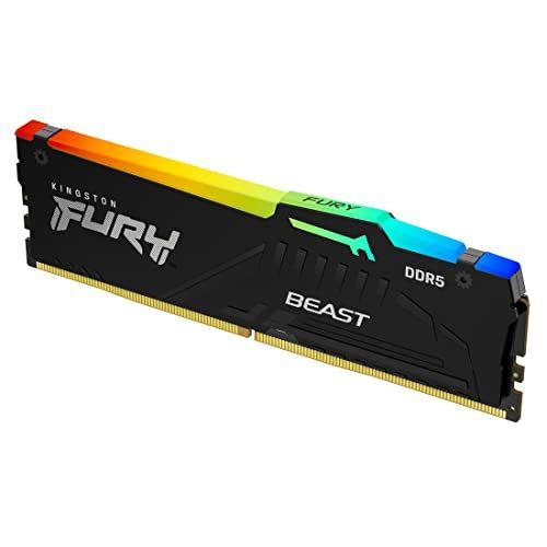 Kingston FURY Beast RGB - DDR5 - module - 16 Go - DIMM 288 broches - 5200 MHz / PC5-41600 - CL36 - 1.25 V - mémoire sans tampon - on-die ECC - noir