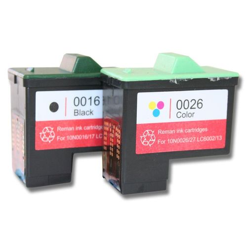 vhbw 2x cartouches rechargée pour Lexmark z605, z611, z612, z614, z615, z640, z645, z717, z817, Z67 imprimante - Set noir, CMY