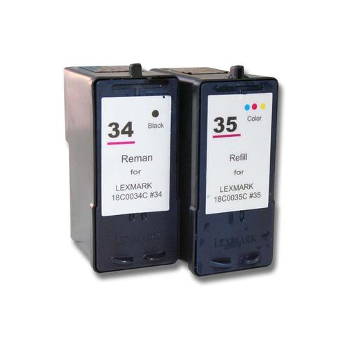 vhbw 2x cartouches rechargée pour Lexmark X5490, X5495, X5410, X5470, X7170, X7310, X7350, X8310 imprimante - Set noir, CMY