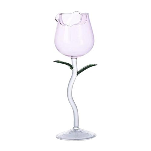 Almencla Gobelet À Champagne En Verre Unique, Verre À Cocktail De 5 Oz/150 Ml, Tasse À Gobelet À Martini À Feuilles Vertes Pour Boire À La Maison Ktv Bar Club Rose