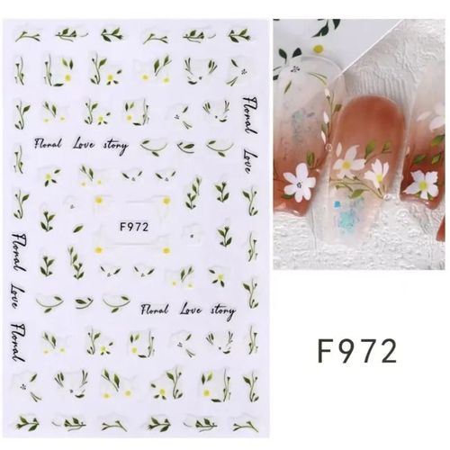Autocollants 3d Pour Ongles,Fleurs Colorées,Scalpe Vert,Floral,Détruire,Andrspring,Nail Art,Décalcomanies À L'eau,Curseurs,Manucure,Papillon,Décor De Pointes - Type F972