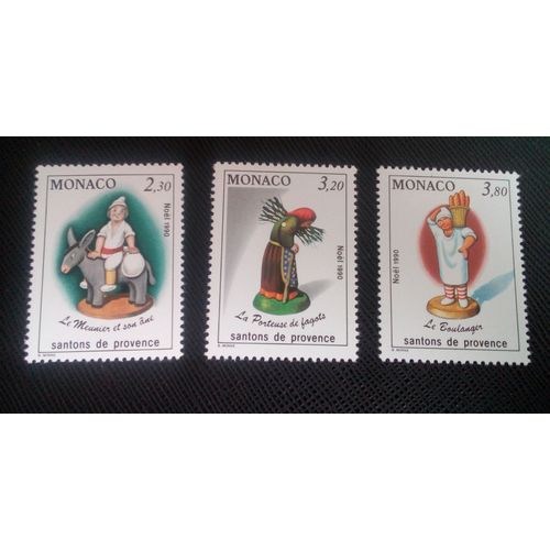 Timbre Monaco Y T 1743 A 1745 Série: Noël : Nativités (Santon) De Provence 1990 ( 011006 )