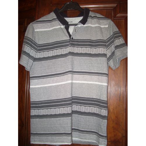 Polo Rayé Tons Gris Taille S Marque Kiomi