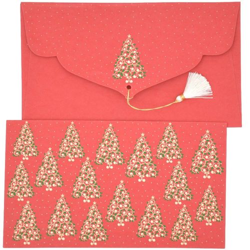 Papertree Holly Lot De 5 Enveloppes Cadeau 19x10cm - Rouge/Or