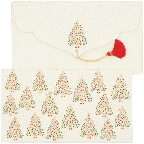 Papertree Holly Lot De 5 Enveloppes Cadeau 19x10cm - Blanc/Or