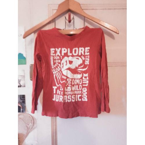 Tee-Shirt Rouge Imprimé Blanc 6 Ans In Extenso.