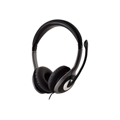 V7 HU521-2EP - Micro-casque - sur-oreille - filaire - USB - noir