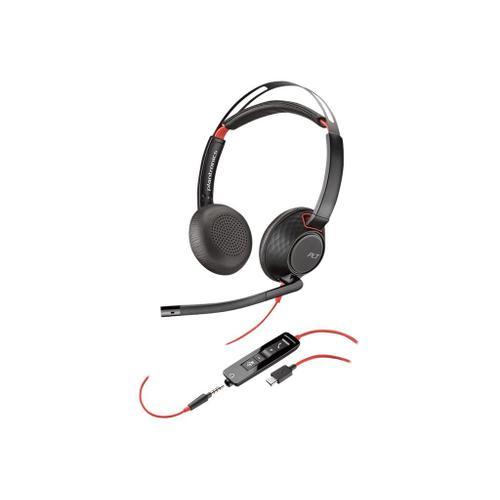 Poly Blackwire 5220 - 5200 Series - micro-casque - sur-oreille - filaire - jack 3,5mm, USB-C - Certifié pour Microsoft Teams