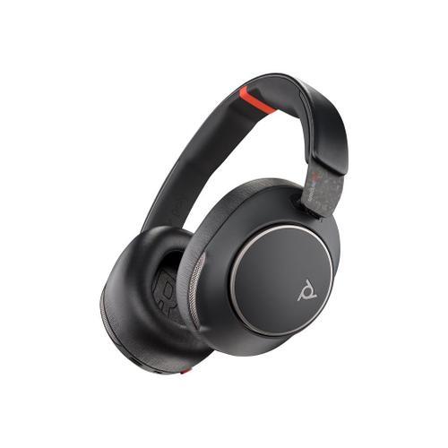 Poly Voyager Surround 85 - Voyager Surround 80 series - micro-casque - circum-aural - Bluetooth - sans fil - Suppresseur de bruit actif - USB-C via un adaptateur Bluetooth - noir - certifié UC