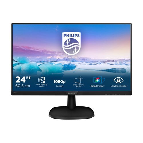 Philips V-line 243V7QDAB - Écran LED - 24" (23.8" visualisable) - 1920 x 1080 Full HD (1080p) @ 75 Hz - IPS - 250 cd/m² - 1000:1 - 4 ms - HDMI, DVI-D, VGA - haut-parleurs - noir texturé