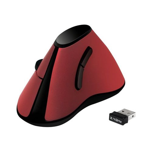 LogiLink Ergonomic Vertical - Souris verticale - ergonomique - optique - 5 boutons - sans fil - 2.4 GHz - récepteur sans fil USB - rouge