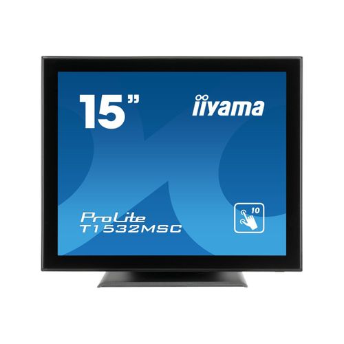 iiyama ProLite T1532MSC-B5X - Écran LED - 15" - écran tactile - 1024 x 768 XGA @ 75 Hz - TN - 370 cd/m² - 700:1 - 8 ms - HDMI, VGA, DisplayPort - haut-parleurs - noir