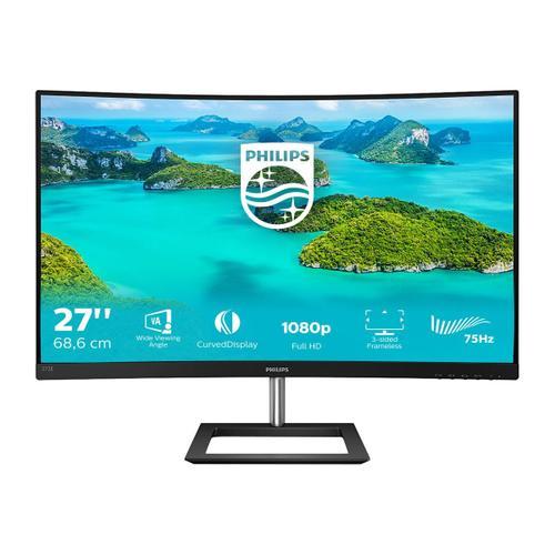 Philips E-line 272E1CA - Écran LED - incurvé - 27" - 1920 x 1080 Full HD (1080p) @ 75 Hz - VA - 250 cd/m² - 3000:1 - 4 ms - HDMI, VGA, DisplayPort - haut-parleurs - noir texturé