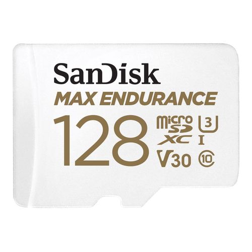 SanDisk Max Endurance - Carte mémoire flash (adaptateur microSDXC vers SD inclus(e)) - 128 Go - Video Class V30 / UHS-I U3 / Class10 - microSDXC UHS-I