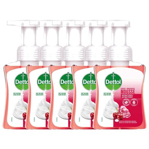 Dettol Lot De 5 Flacons Pompe De 250 Ml Douceur De Mousse ¿ Rose & Fleur De Cerisier 