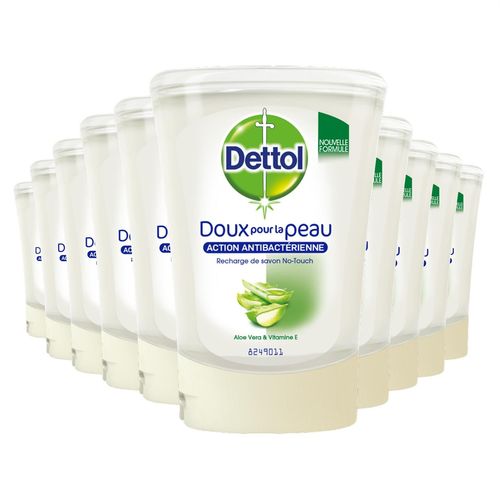 Dettol Lot De 10 Flacons De 250 Ml Recharge Savon No Touch Aloe Vera 