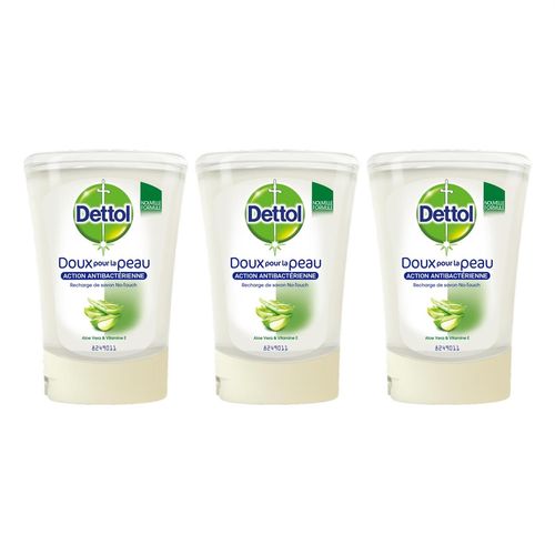 Dettol Lot De 3 Flacons De 250 Ml Recharge Savon No Touch Aloe Vera 