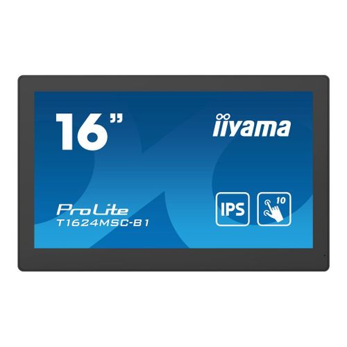 iiyama ProLite T1624MSC-B1 - Écran LED - 15.6" - écran tactile - 1920 x 1080 Full HD (1080p) - IPS - 450 cd/m² - 800:1 - 25 ms - HDMI - haut-parleurs - noir, mat