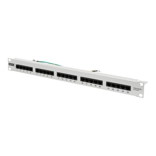 DIGITUS CAT 3 ISDN - Tableau de connexions - montable sur rack - CAT 3 - RJ-45 X 25 - gris, RAL 7035 - 1U - 19