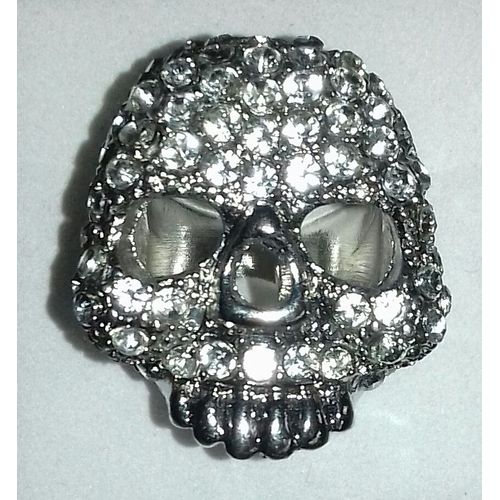 Bague Tête De Mort Sertie De Strass Taille 56