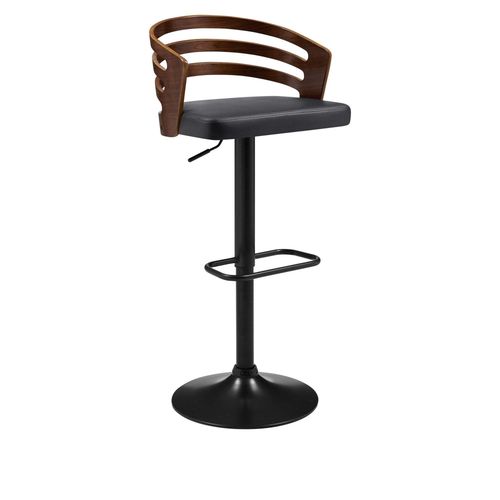 Tabouret De Bar Design En Bois Et Simili Noir Aiden