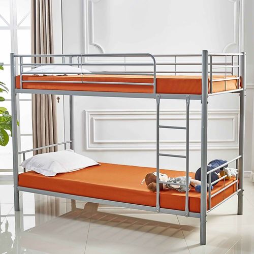 Lit Superposé Twins En Métal Gris 90 X 190 Cm + Sommiers