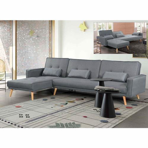 Canapé D'angle Convertible Modulable En Tissu Gris Clea Angle Gauche